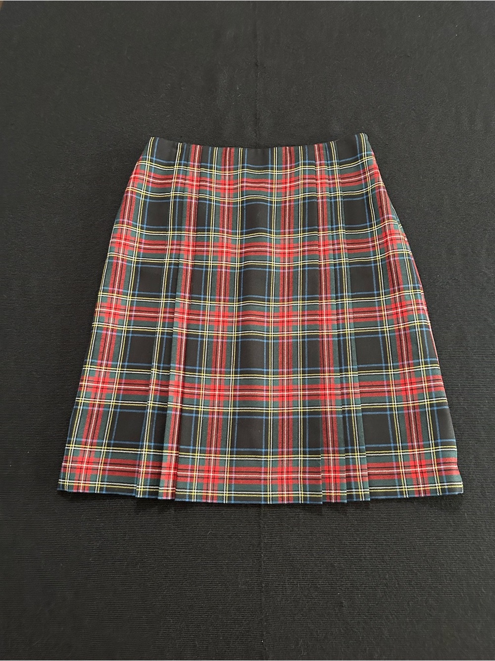 Brooks Brothers 346 Black Stewart Tartan Plaid Pleated Wool Skirt Size 10 PREPPY
